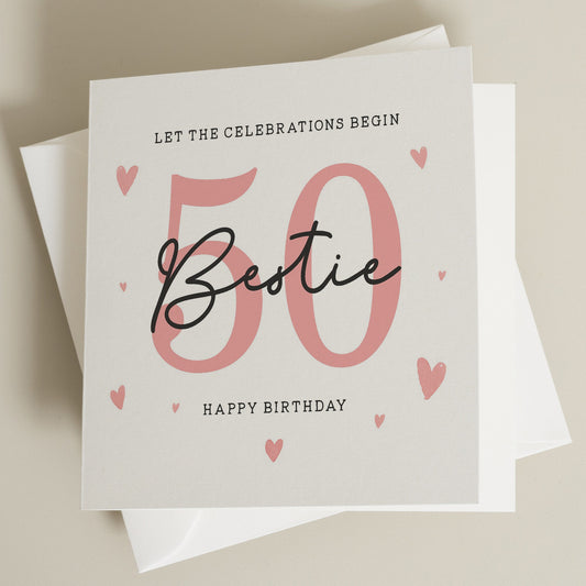 50th Birthday Card For Bestie, Best Friend Birthday Card, Fiftieth Birthday Card, Birthday Gift For Her, Bestie Birthday, 50th Gift