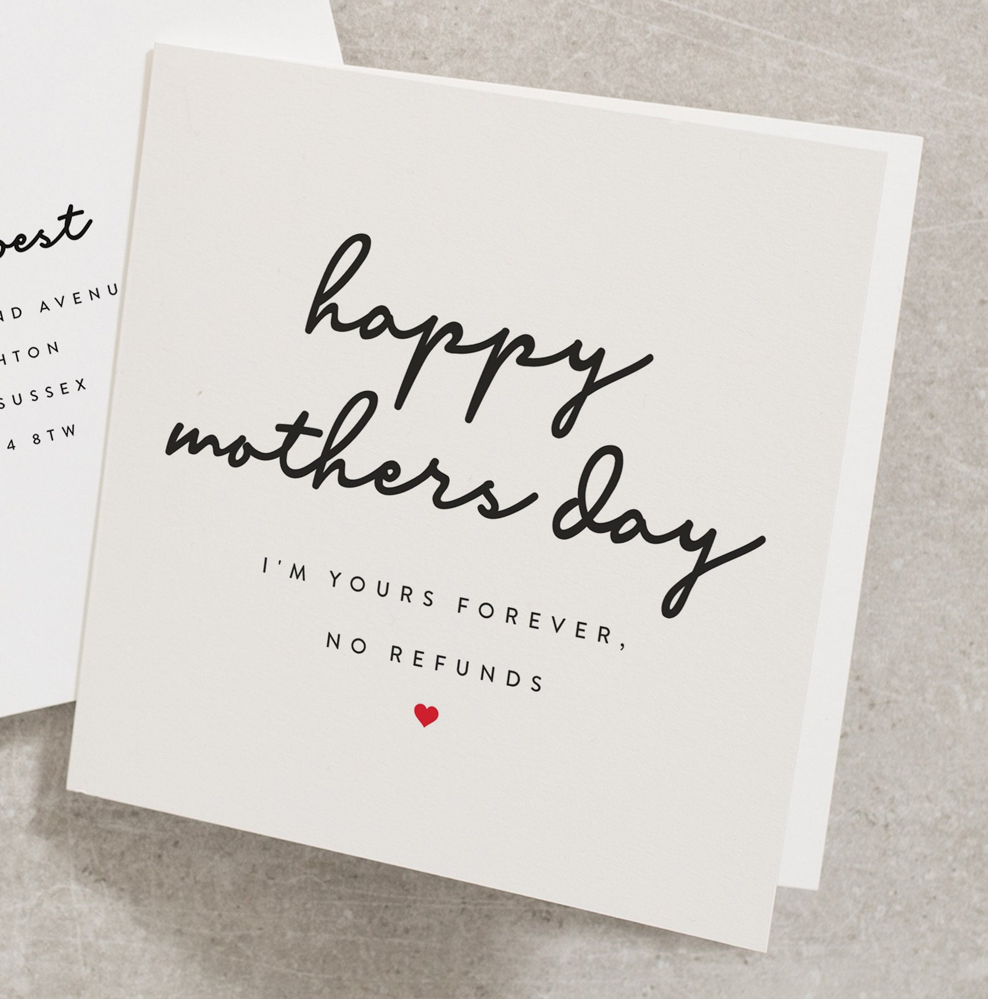 Happy Mothers Day I&#39;m Yours Forever No Refund, Funny Mothers Day Card, Cute Mothers Day Card, No Refunds Card MD033