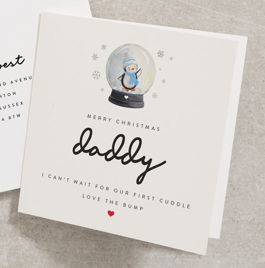 Merry Christmas Daddy From Bump, Cute Christmas Card For Dad, Daddy To be Christmas Card, Cute Christmas Card From Bump CC623