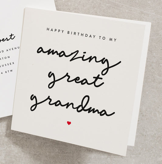 Happy Birthday To My Amazing Great Grandma, Birthday Card For Great Grandma, Great Grandparent, Great Grandma Card, Happy Birthday BC322