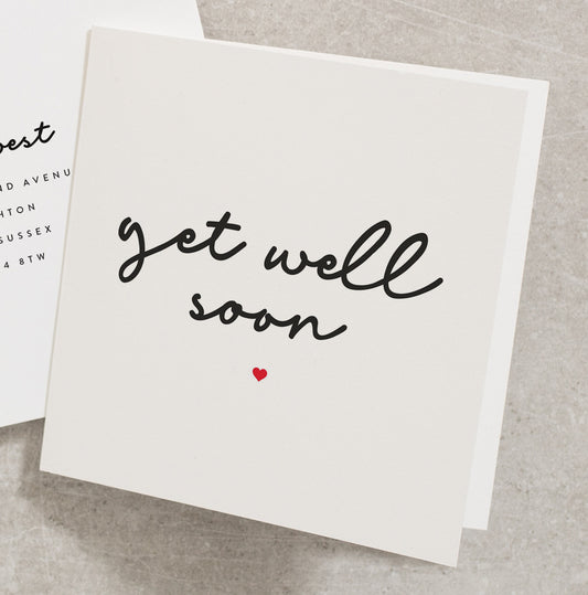 Get Well Soon Card, Recovery Get Well Soon Card, Feel Better Soon Card. Wishing You A Speedy Recovery Card. Sending Love Card GW002