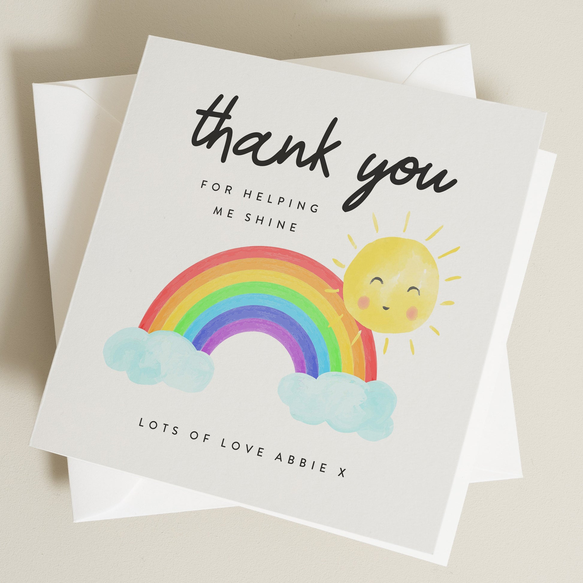 Thank A Teacher Rainbow Card, Cute Rainbow Teacher Thank You Card, End of Term Gifts For Teachers, Thank You Card, Custom School Card TC054