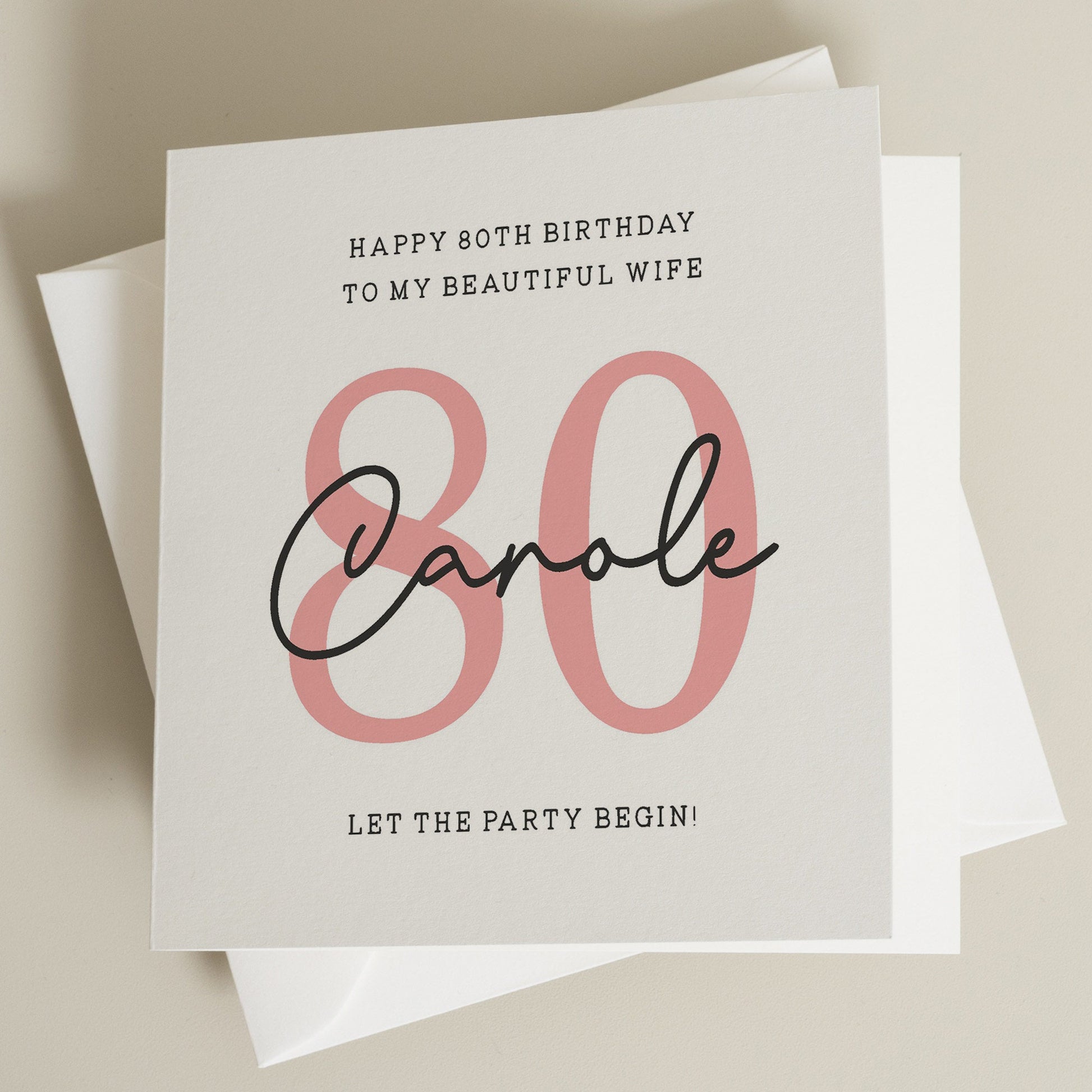 Personalised 80th Birthday Card For Wife, Wife Eightieth Birthday Card, Wife 80th Birthday Gift, Happy 80th Birthday Card For Her