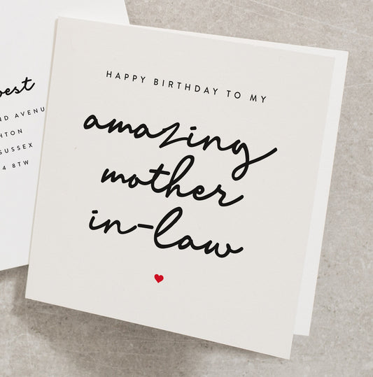 Mother In Law Birthday Card, Happy Birthday To My Amazing Mother In Law Greeting Card, Parents In Law Card, Special Card For Her BC140