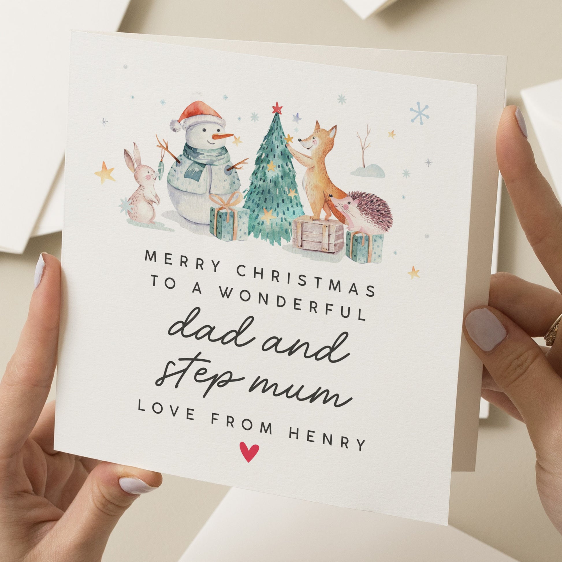 Dad and Stepmum Christmas Card, Christmas Card for Dad and Step Mum, Christmas Card for Step Parents, Christmas Card to my Step-Mum