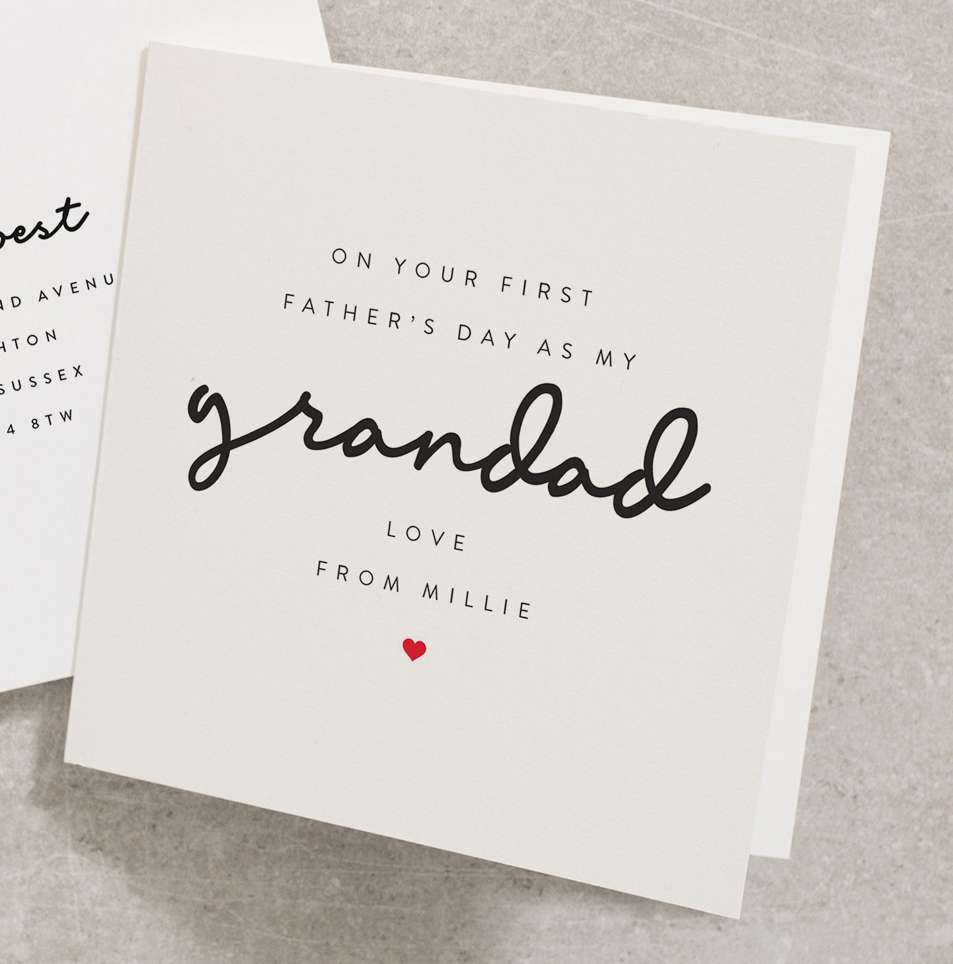 On Your First Fathers Day Card As My Grandad, Personalised First Fathers Day Card For Grandad, Simple Greeting Card For Grandpa FD066