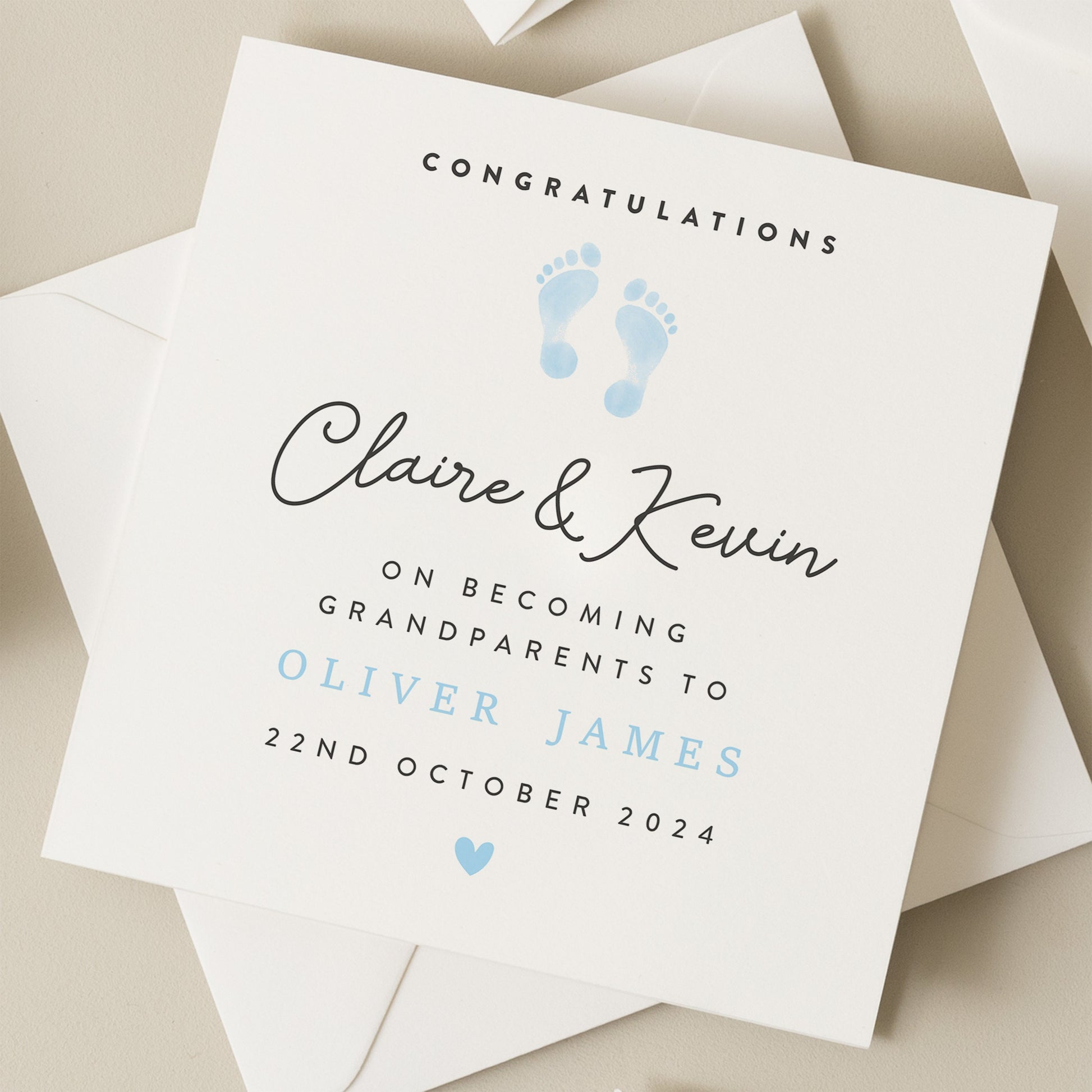 New Grandparents Card, Grandson Card, Newborn Grandson, Congratulations Grandparents Card, Personalised New Baby Card