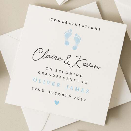 New Grandparents Card, Grandson Card, Newborn Grandson, Congratulations Grandparents Card, Personalised New Baby Card