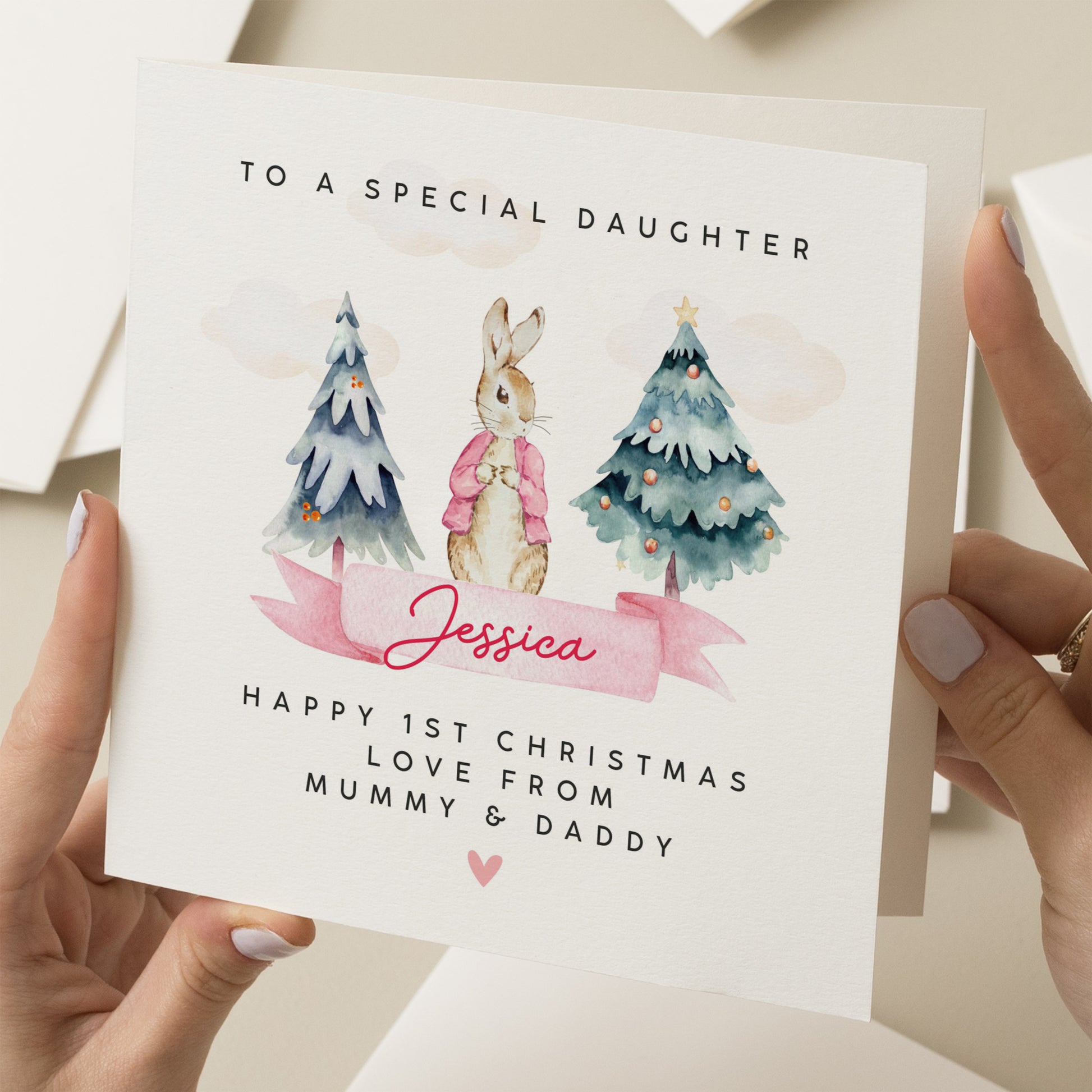 Personalised 1st Christmas Card Daughter, Special Daughter Girl Card, First Christmas Card for Daughter, Christmas Gift, Baby Girl Christmas