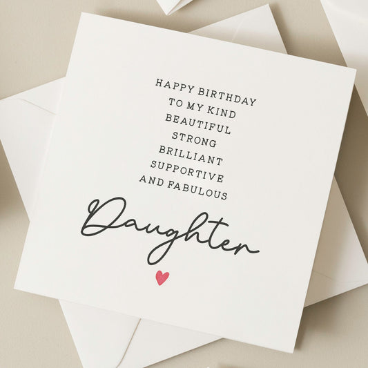 Daughter Birthday Card, Poem Birthday Card For Daughter, Birthday Gift For Daughter, Cute Card For Daughter, Birthday Gift, Simple Poem