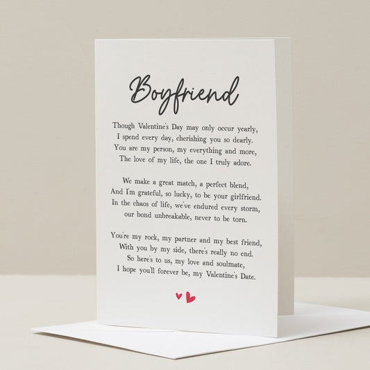 Valentine&#39;s Day Card For Boyfriend, Valentine&#39;s Card With Poem For Partner, Boyfriend Card For Valentine&#39;s Day, Valentine&#39;s Gift For Him