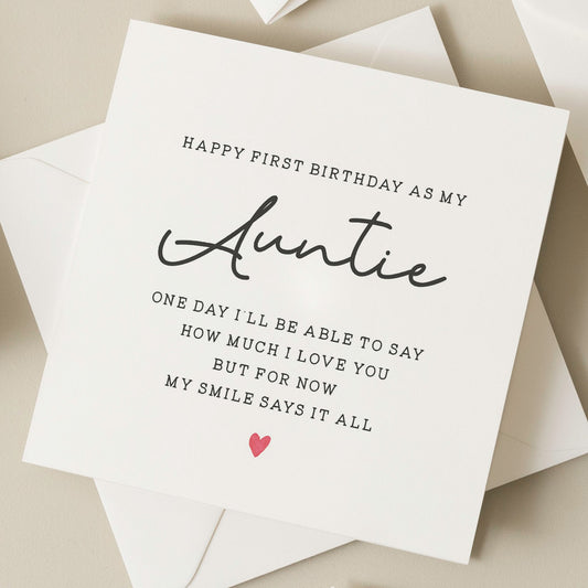 First Birthday As An Auntie Card, Poem Birthday Card For Aunt, First Birthday As My Aunty, Happy Birthday Aunt, Birthday Gift From Baby