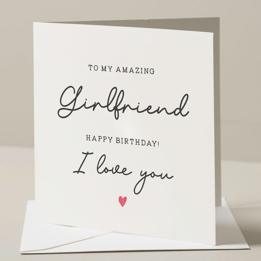 Girlfriend Birthday Card For Her, Amazing Girlfriend Card, Simple Birthday Card For Girlfriend, Romantic Card To Her, Girlfriend Gift