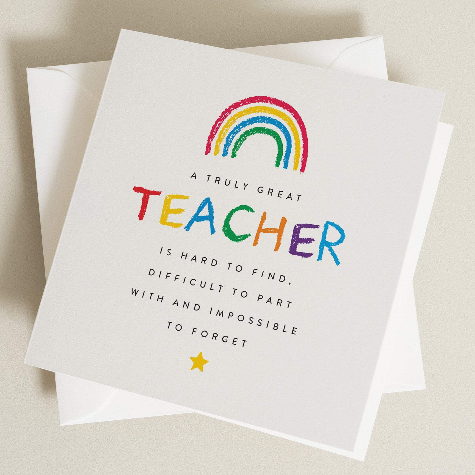 Personalised Teacher Thank You Card, Personalised Rainbow Teacher Card, Cute Rainbow Thank You Card, End of Term Gifts For Teachers TC050