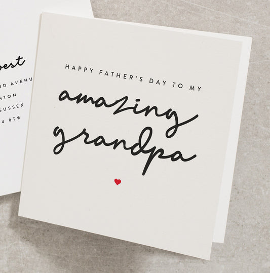 Happy Fathers Day To My Amazing Grandpa Card, Grandad Card, Fathers Day Card, Grandpa Card, Card For Grandad, Simple Grandpa Card FD047