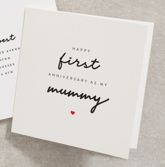 Happy First Anniversary As My Mummy Card, Mummy Anniversary Card, First Anniversary For Mum Card, Anniversary Card For Mummy AN055