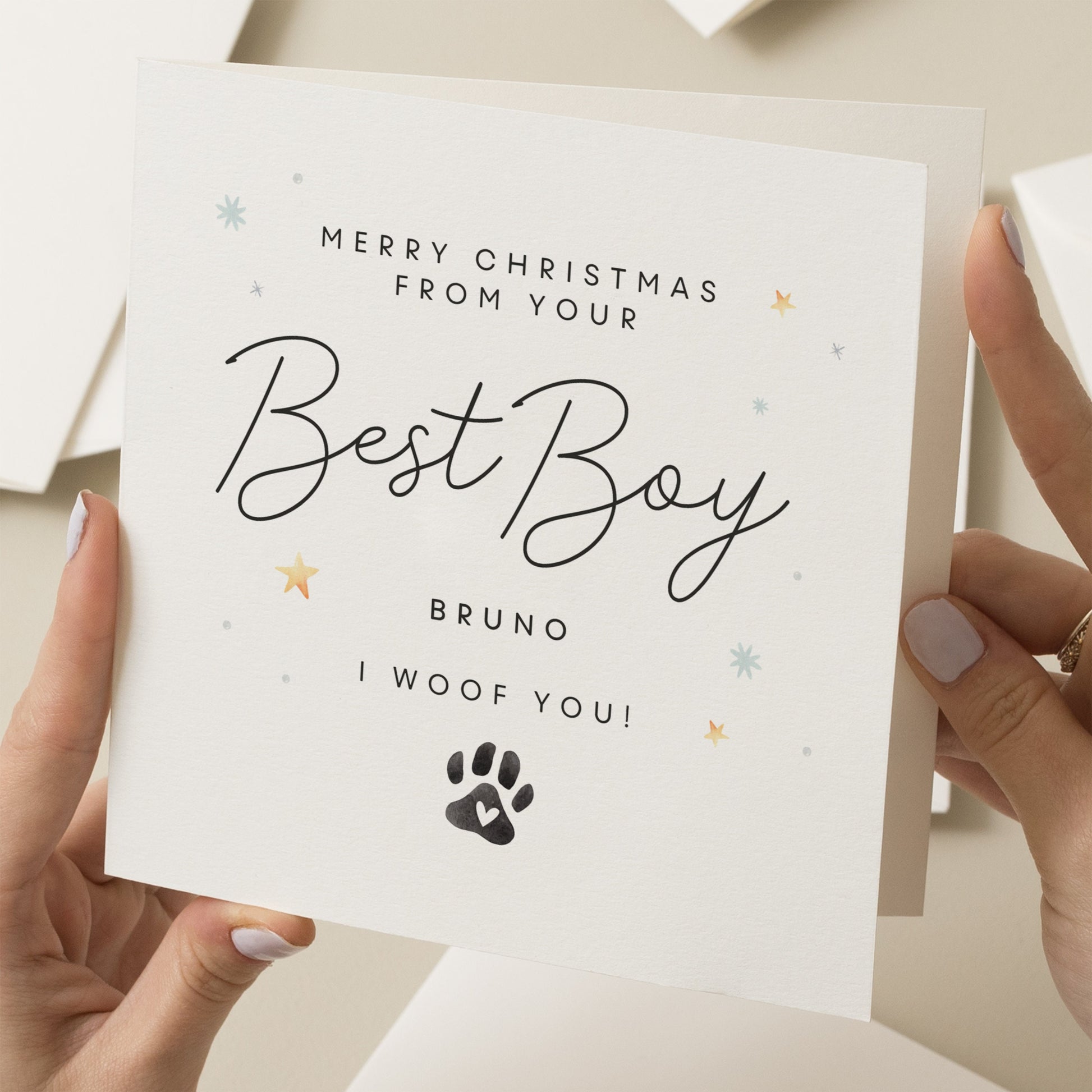 Personalised Christmas Card From The Dog, Cat Owner Christmas Card, Cute Dog Card, Merry Christmas Dog Dad Xmas Card, For Dog Parent, Pet