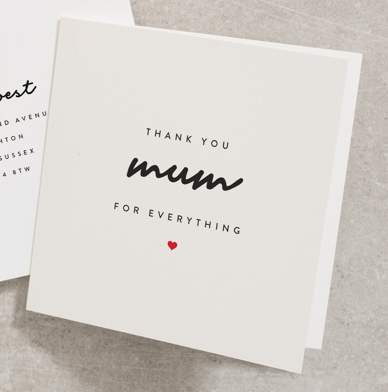 Special Mum Thank You Card, Cute Mothers Day Card, Best Mum Card, Mom Card, Card For Mum Thank You, Mum Card From Son, From Daughter TY049