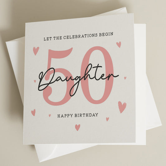 50th Birthday Daughter Card, Birthday Card For Daughter, 50th Birthday Gift For Daughter, Fiftieth Card For Daughter, Daughter Birthday Gift