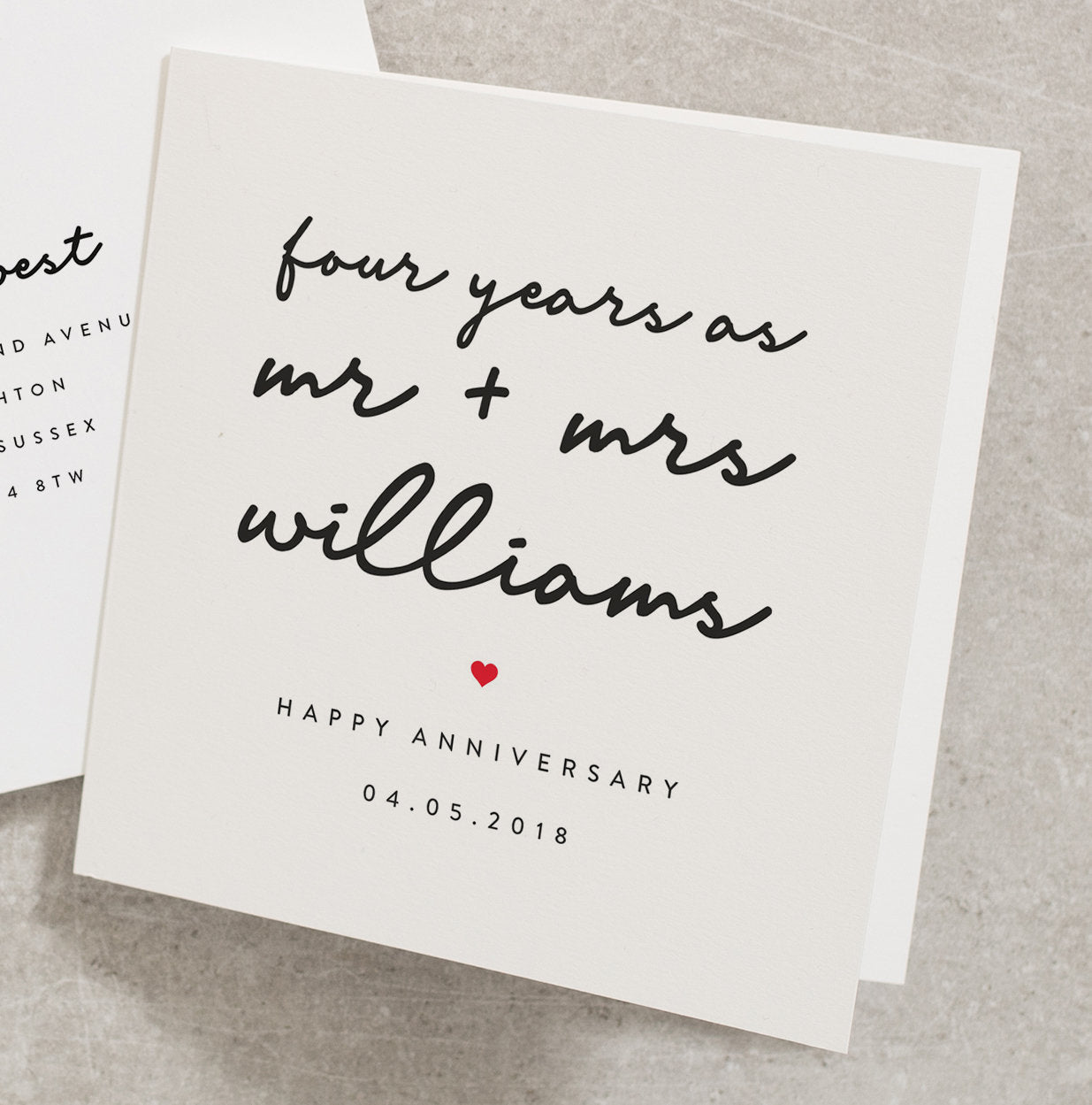 Four Years Wedding Anniversary Card, Anniversary Card For Husband, 4 Years Anniversary Card, Wife 4 Years Wedding Anniversary Card AN135