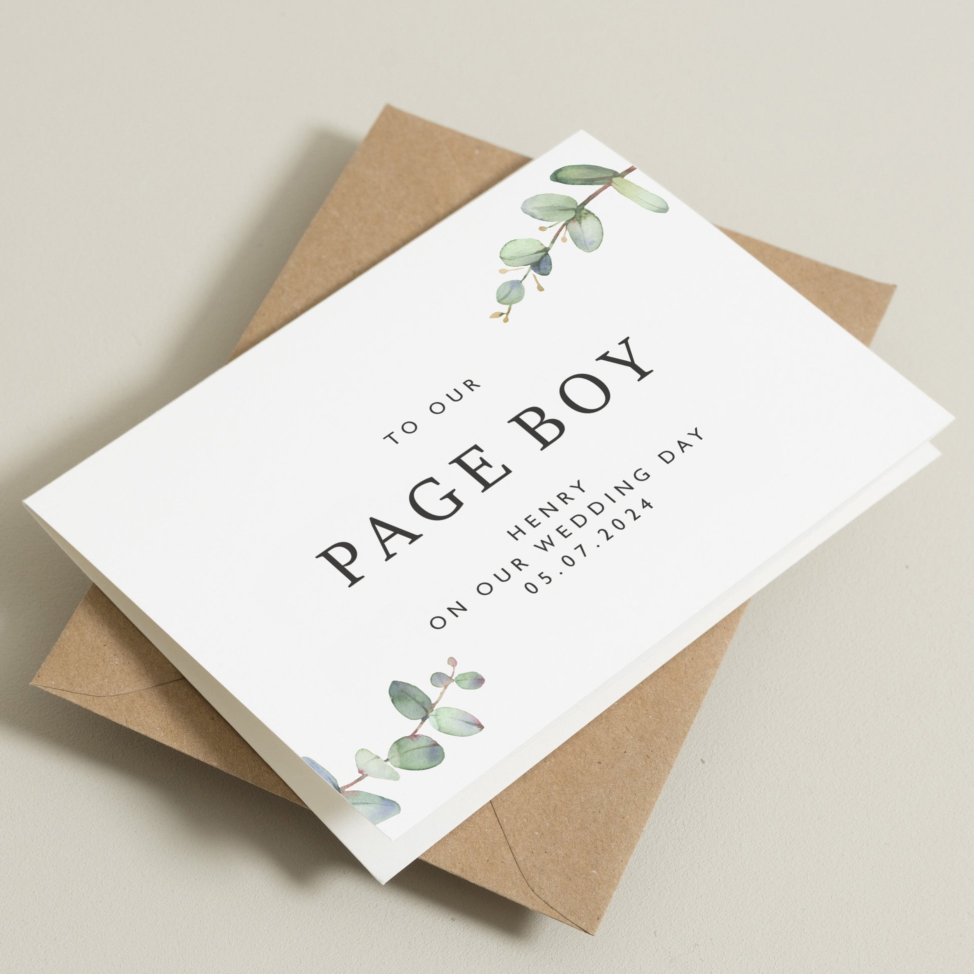 Personalised Page Boy Wedding Day Card, To Our Page Boy On Our Wedding Day, Page Boy Gift, Custom Page Boy Wedding Day Gift, For Him