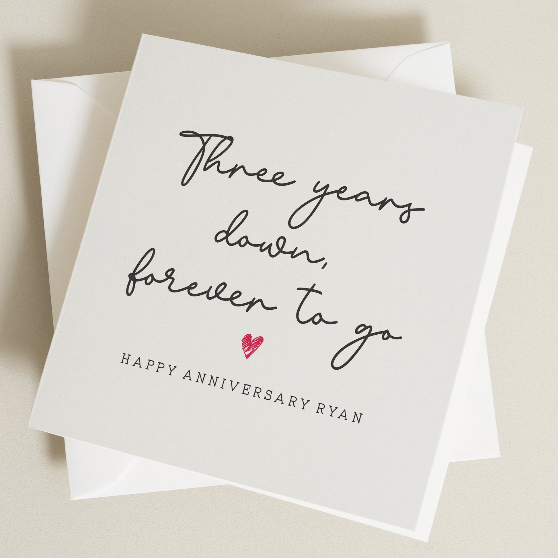 Husband 3rd Anniversary Card, Third Anniversary Card For Wife, 3rd Anniversary Card For Boyfriend, Partner 3rd Anniversary Card, For Wife