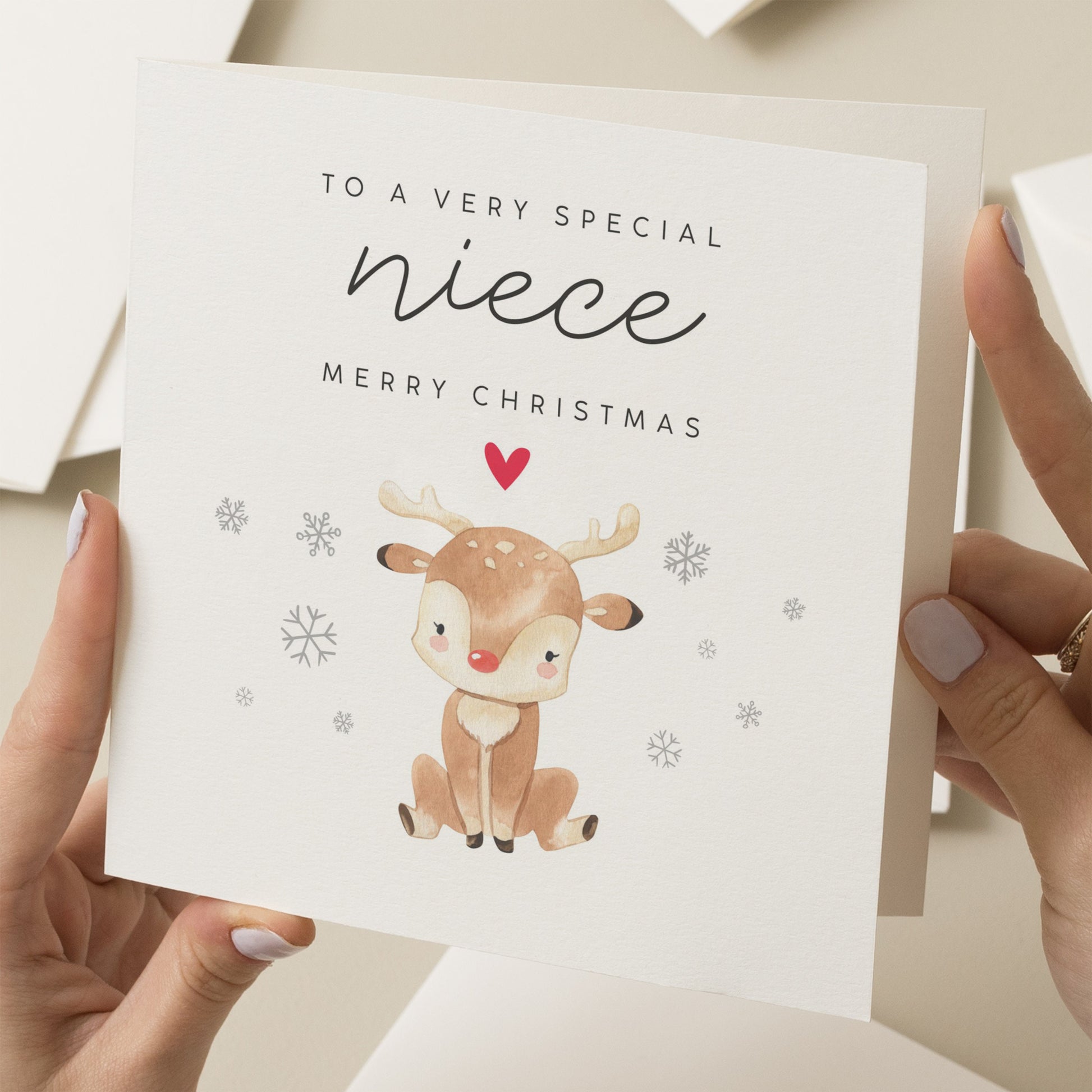 Niece Christmas Card, Christmas Card for a Niece, Christmas Card Niece, Cute Christmas Card For Niece, Reindeer Christmas Card