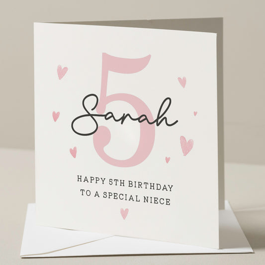 5th Birthday Card For Niece, Fifth Birthday Niece Card, Birthday Gift For Niece, Birthday Gift For Her, Birthday Girl, Simple Birthday Card