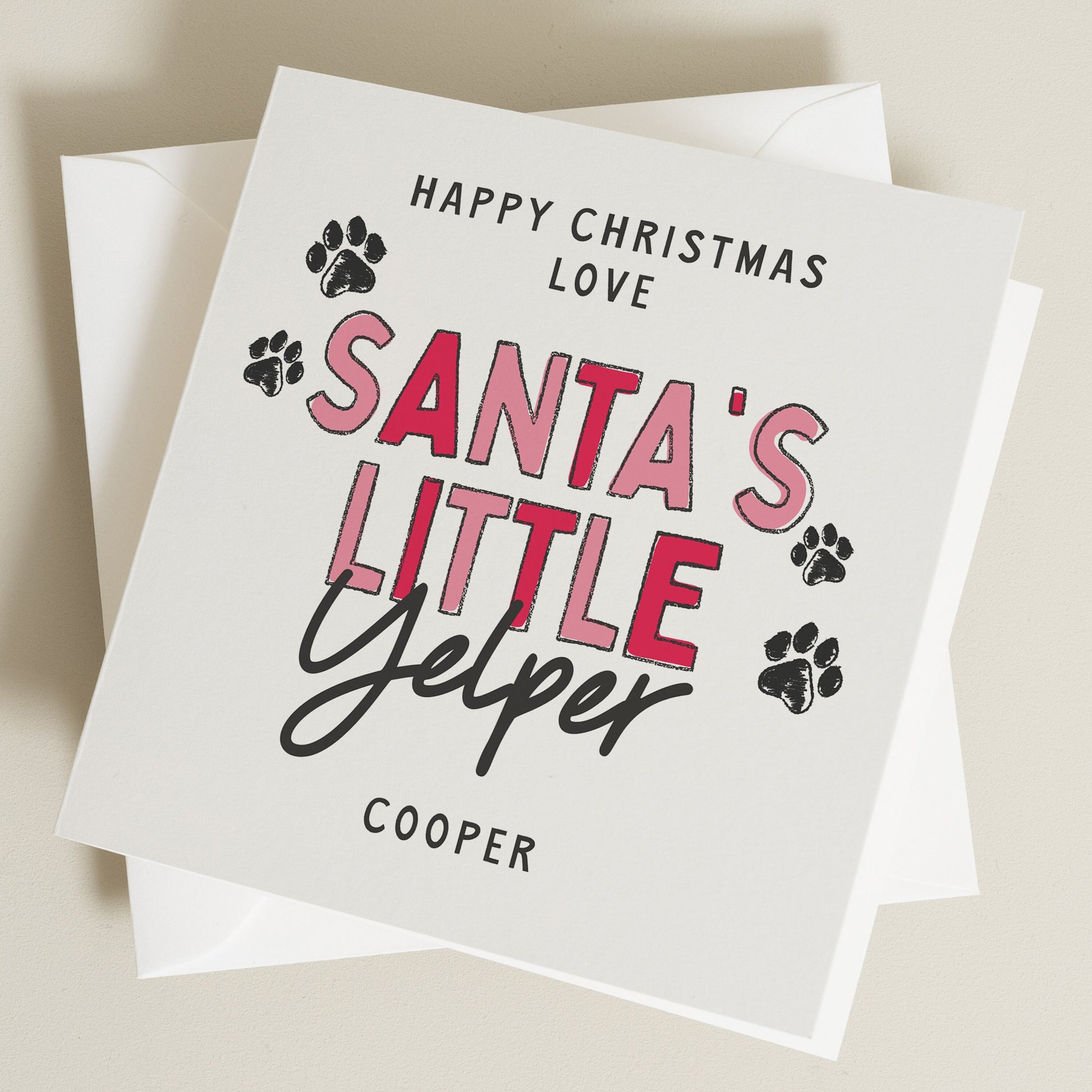 Dog Christmas Card, Dad Dog Personalised Christmas Card From The Dog, Christmas Card With Paw, Merry Christmas Dog Dad Xmas Card, Dog Xmas