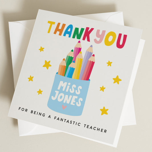 Teacher Thank Card, Teacher Gifts, Thank You Teacher Card, Nursery Teacher Gift, Thank You Card, School Card, End Of Term Gift