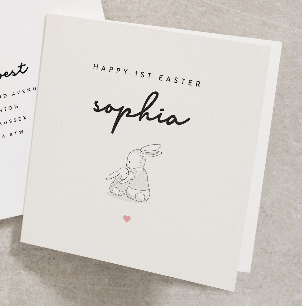 Happy First Easter, Any Name, Personalised Easter Card For Granddaughter, Babys First Easter Card, Rabbit 1st Easter Card EC005