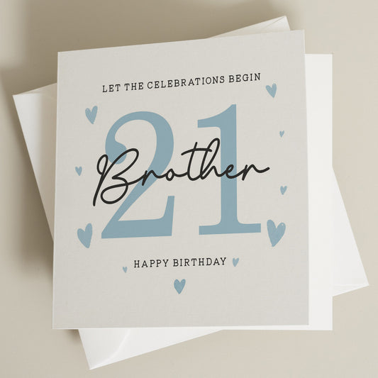 21st Birthday Brother Card, Birthday Card For Brother, 21st Birthday Gift For Brother, Twenty First Card For Brother, Brother Birthday Gift