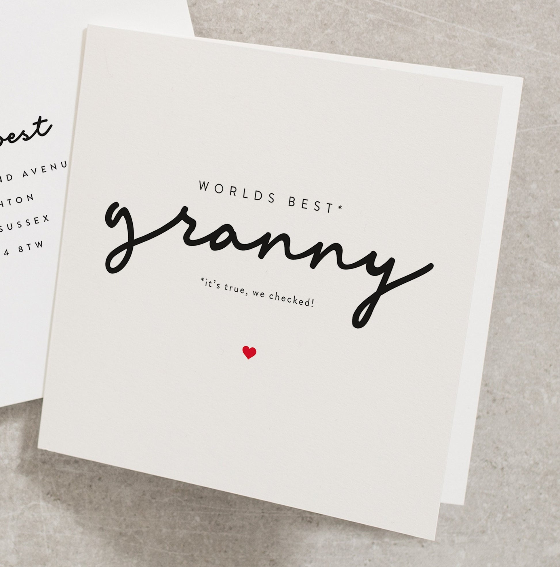 Worlds Best Granny Funny Card, Grandma Birthday Card, Nan Funny Card, Joke Card For Granny, Simple Card From Grandson, Granddaughter BC226