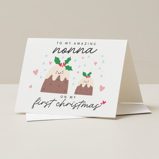 Personalised Christmas Card For Nan, Nanny First Christmas Card, Nonna, Grandma Christmas Card, Christmas Card, Grandparent Gift For Her