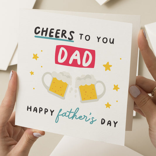 Cheers To You Dad Fathers Day Card, Dad Beer Lover Card, Fathers Day Gift For Dad, Fathers Day Card From Daughter, From Son, Toast To Dad