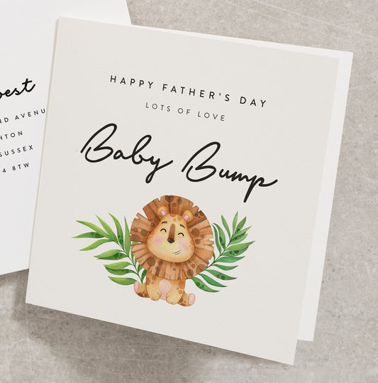 Daddy To Be Father&#39;s Day Card, To My Daddy To Be Card, Father&#39;s Day Card From Bump, Cute Lion Card, Personalised Daddy To Be Card FD203