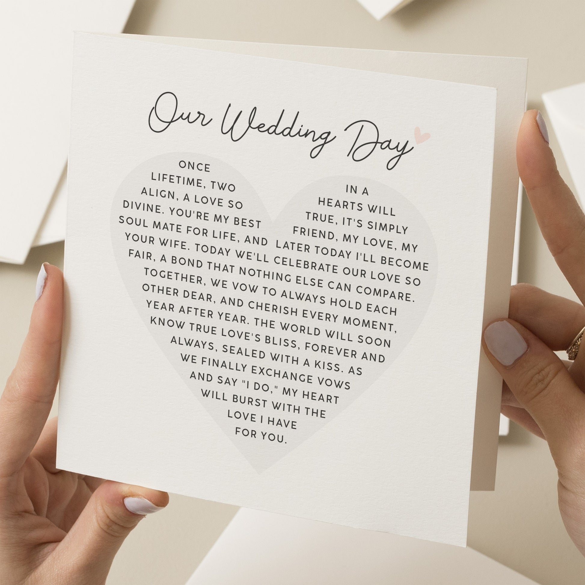 Personalised Groom Wedding Day Card, Poem Card To Groom, To My Groom On Our Wedding Day, To My Fiancé On Our Wedding Day