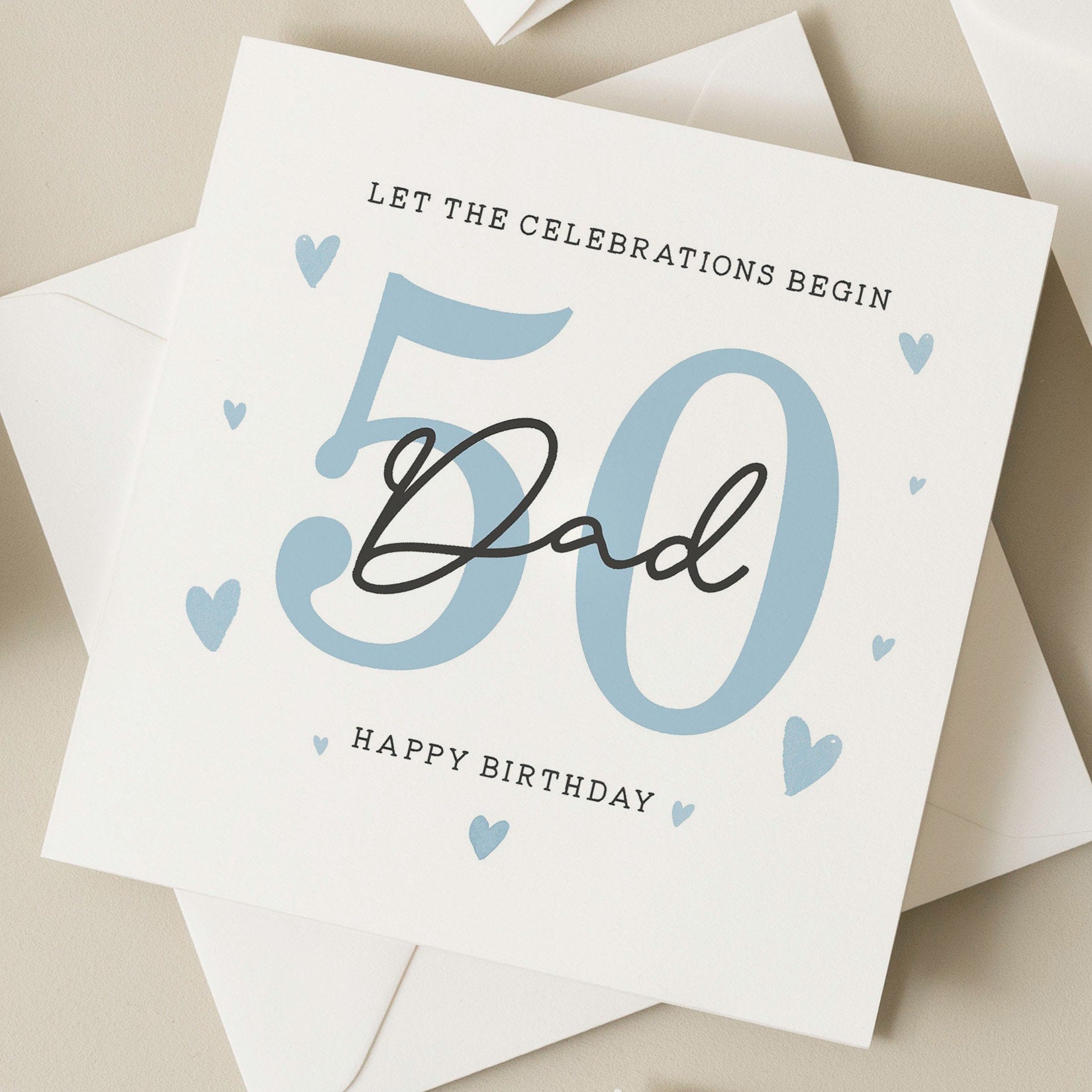 Birthday Dad Card, 50th Birthday Card For Dad, Fiftieth Birthday Dad Card, Happy Birthday Dad, 50th Birthday Gift, Father, Dad