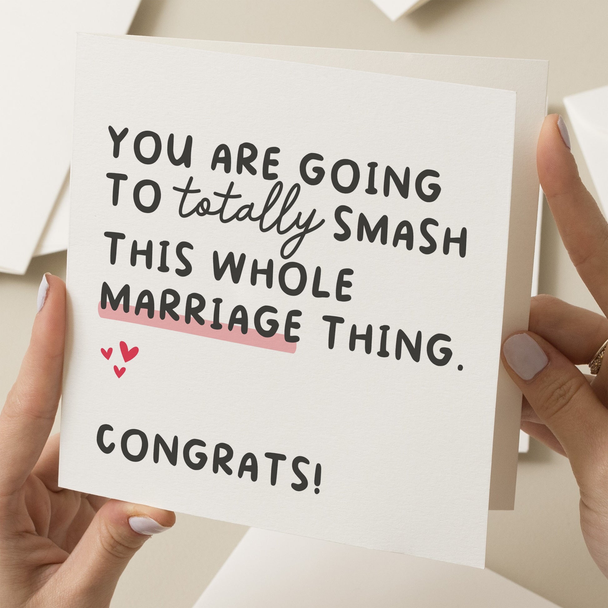 Congratulations On Your Wedding Day Card, Cute Wedding Card For Friends, To The Happy Couple On Your Wedding Day, Congrats You&#39;re Married