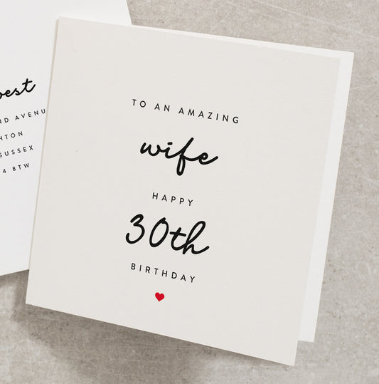 Wife 30th Birthday, To An Amazing Wife, Happy 30th Birthday, Wife Birthday Card 30th, Wife 30th Birthday Card BC483