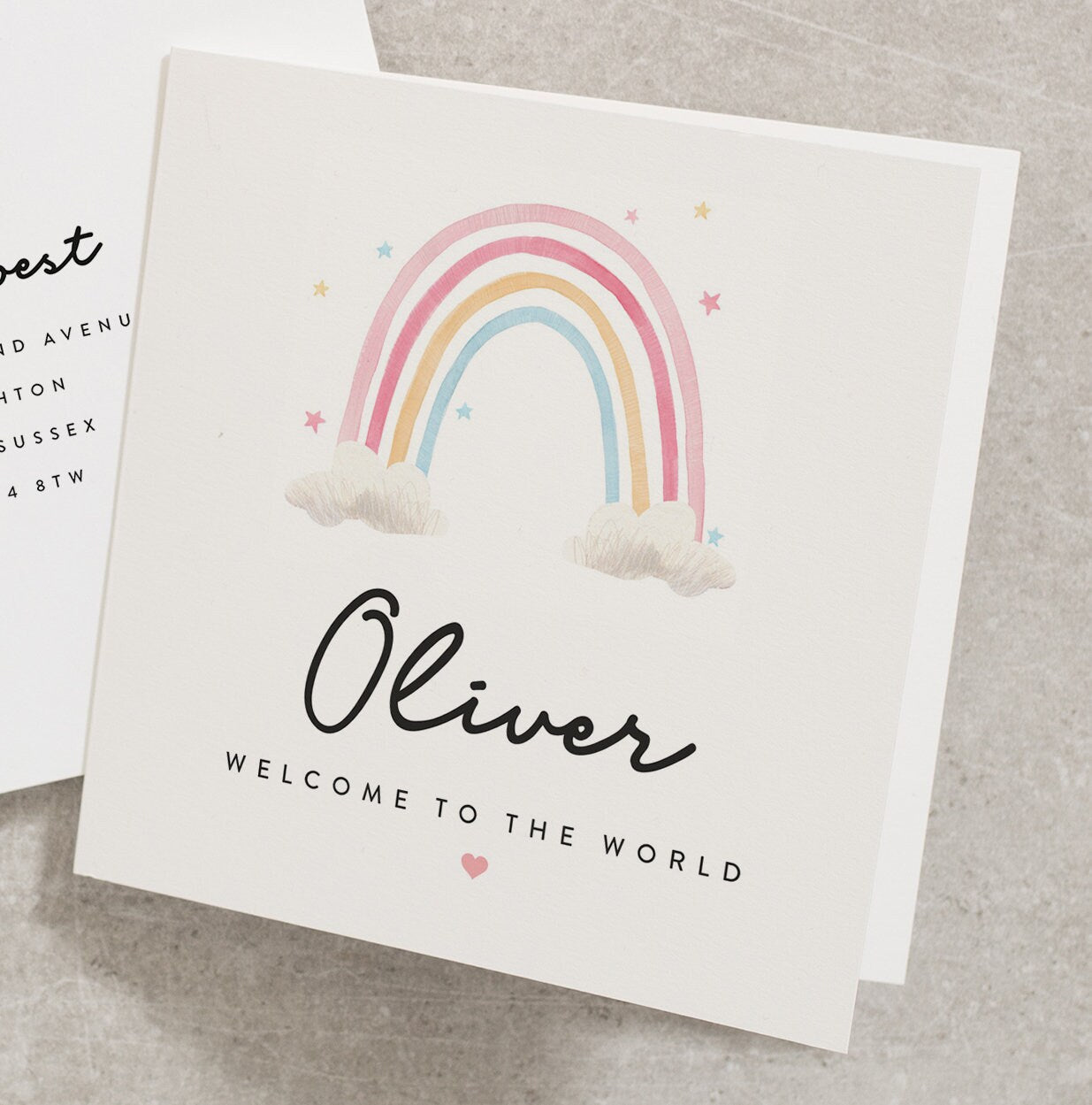 Personalised Rainbow New Baby Card, Welcome to the World Baby Card, Baby Boy Card, Baby Girl Card, Birth of New Baby Rainbow Card NB018