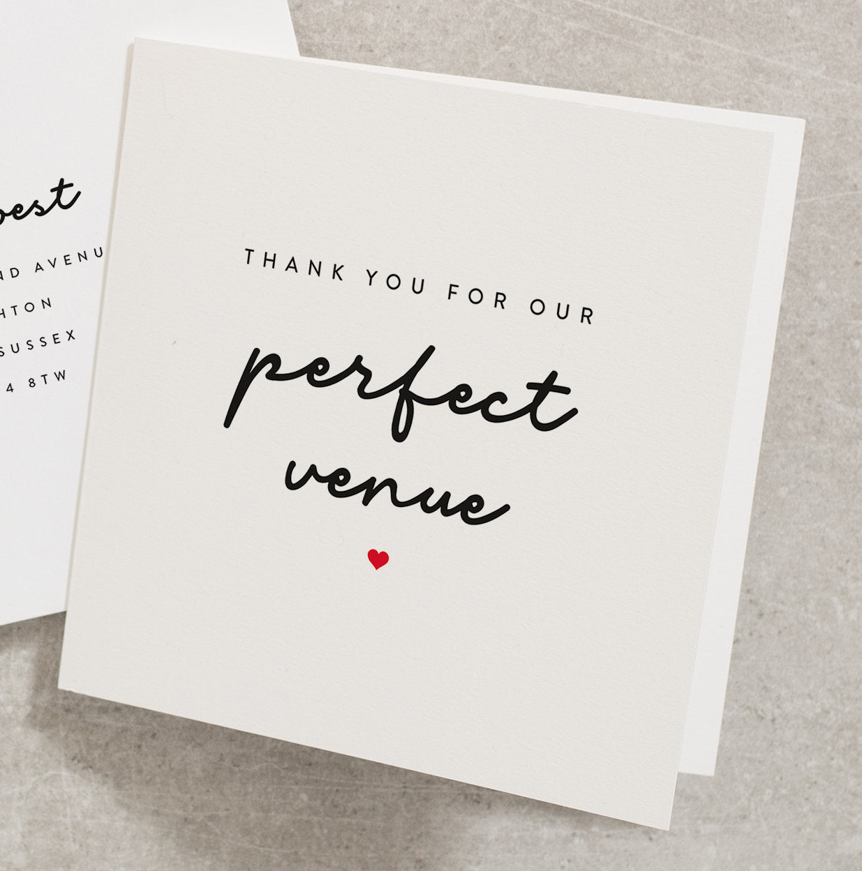 Thank You For Our Perfect Venue, Wedding Venue Thank You Card, Simple Thank You Card, Wedding Reception Thank You, Priest, Vicar WY106