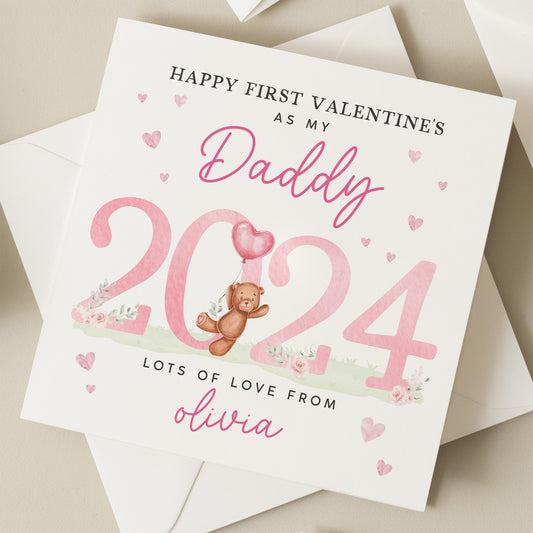 First Valentines As My Daddy, Valentines Card For Daddy, Baby First Valentines Day Card To Daddy, Newborn To Daddy, Dad Valentine Card