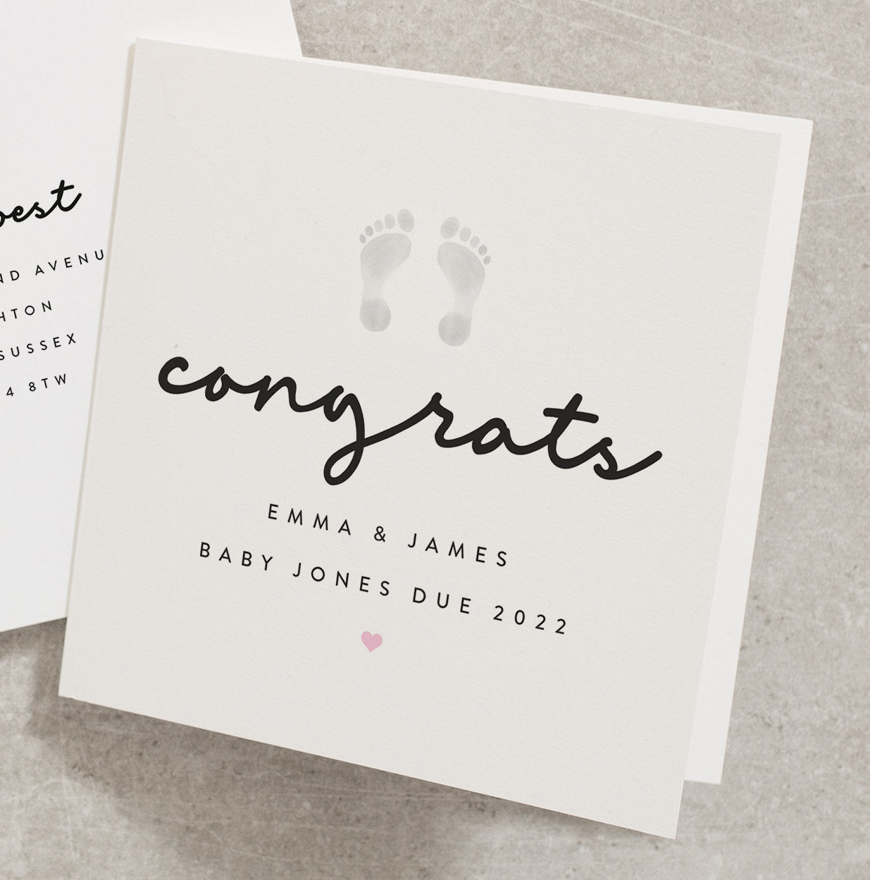 Personalised New Baby Card, Tiny Feet Baby Card, Congratulations Baby Card, New Arrival Card, Baby Boy, Baby Girl, Gender Neutral NB048