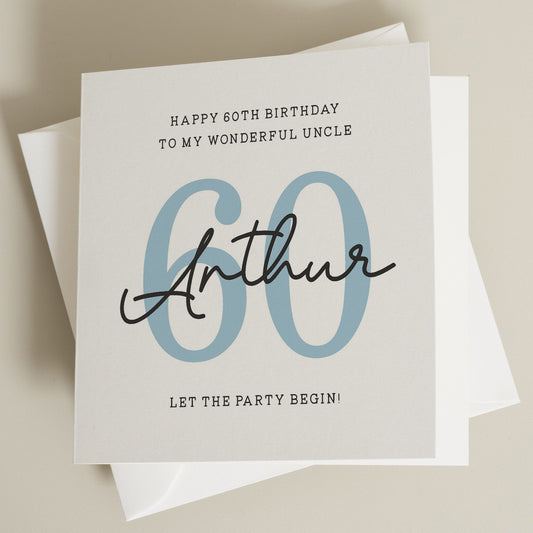 Personalised Birthday Uncle Card, 60th Birthday Card For Uncle, Uncle 60th Birthday Gift, Uncle Sixtieth Birthday, Milestone Birthday