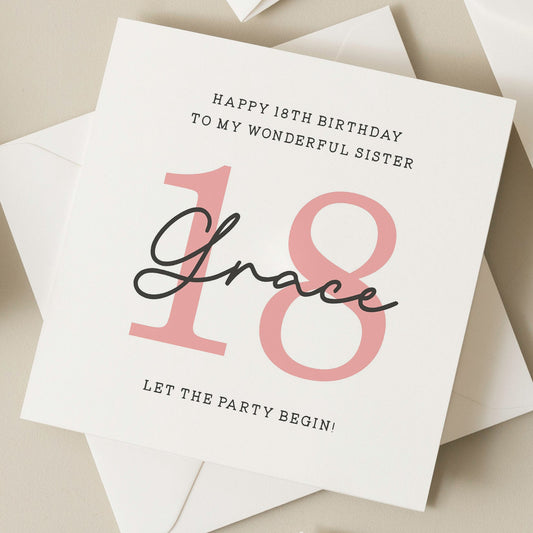 18th Birthday Gift For Sister, 18th Birthday Sister Card, Birthday Card For Sister, Eighteenth Card For Sister, Sister Birthday Gift