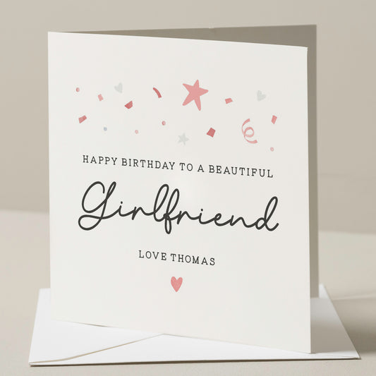 Wonderful Girlfriend Card, Personalised Birthday Card For Her, Simple Birthday Card For Her, Birthday Card For Girlfriend, Romantic Card