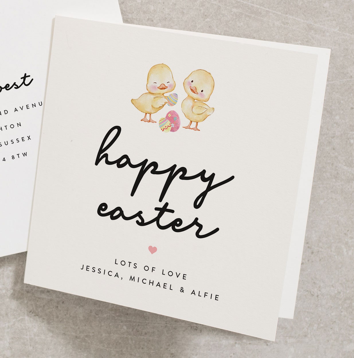 Personalised Happy Easter Card, Chick Easter Card, Cute Easter Egg Card, Happy Easter Card For Child, For Baby, For Baby Girl EC038