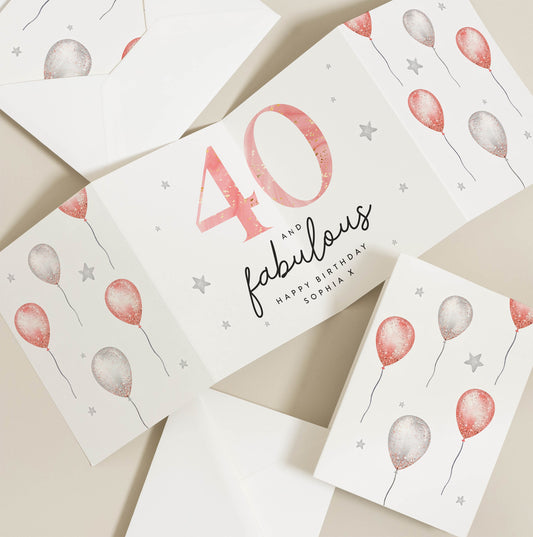 40th Birthday Card For Friend, 40 And Fabulous Card, Personalised 40th Birthday Card For Her, fortieth Birthday Card , For Wife