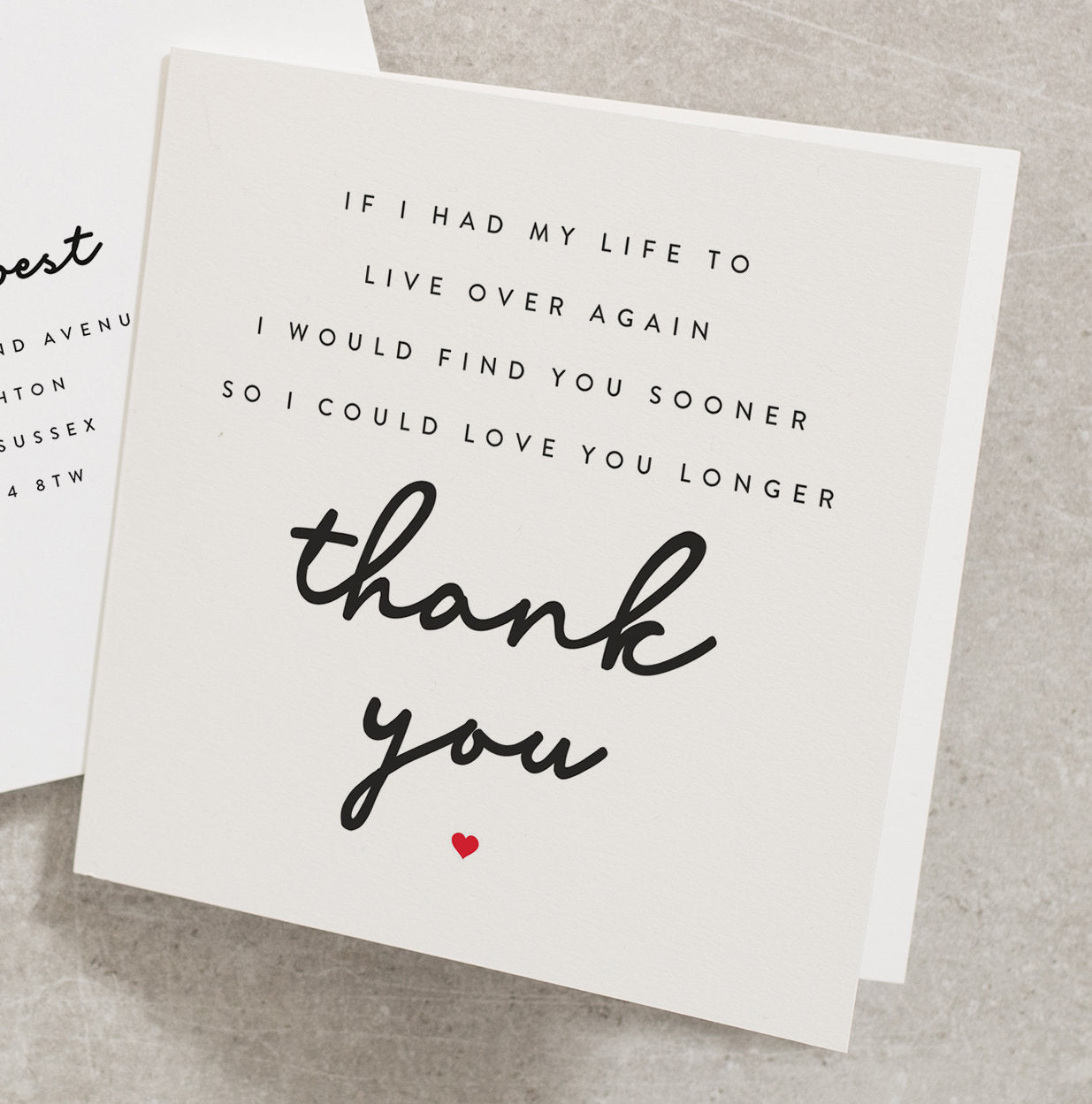 Romantic Thank You Card For Her, Wife Thank You Card, I Would Find You Sooner Love You Longer Cute Card, Love Card, For Him, For Her TY046